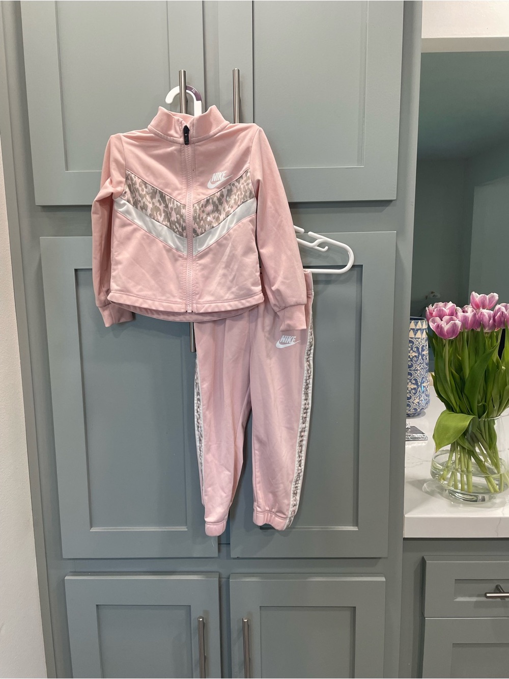 Nike Girls' Pink Track Jacket & Jogger Set with Chevron Detail